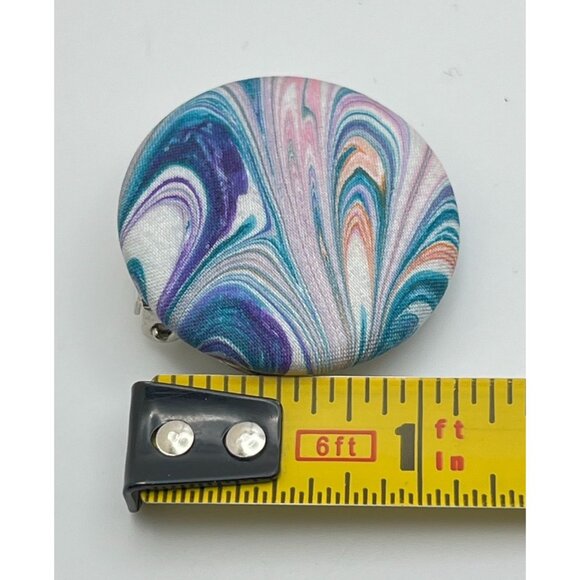 Abstract Swirl Fabric Scarf Clip Blue Purple Round Flowing Space - Picture 4 of 6